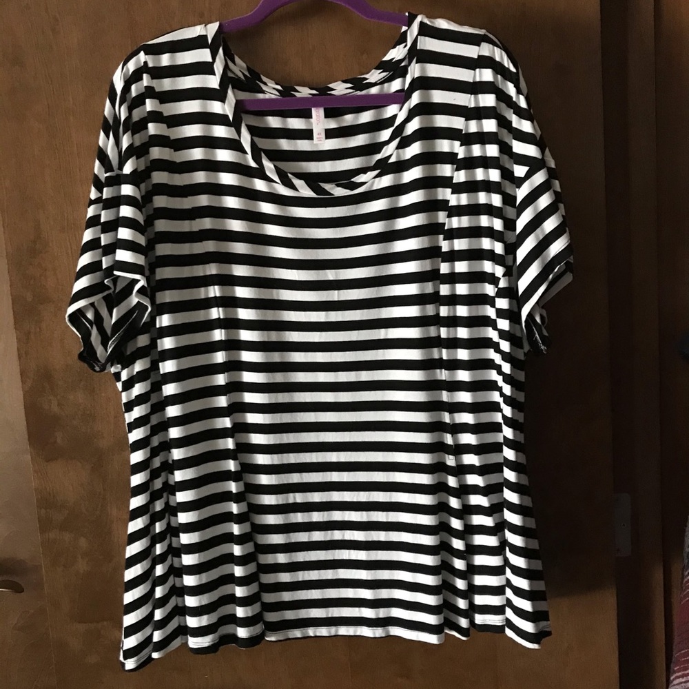 Black and white striped blouse.